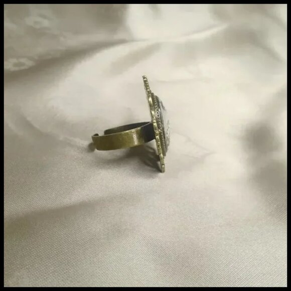 Statement Ring with Dried Pressed Flowers is One of a Kind Cottagecore - Picture 4 of 11